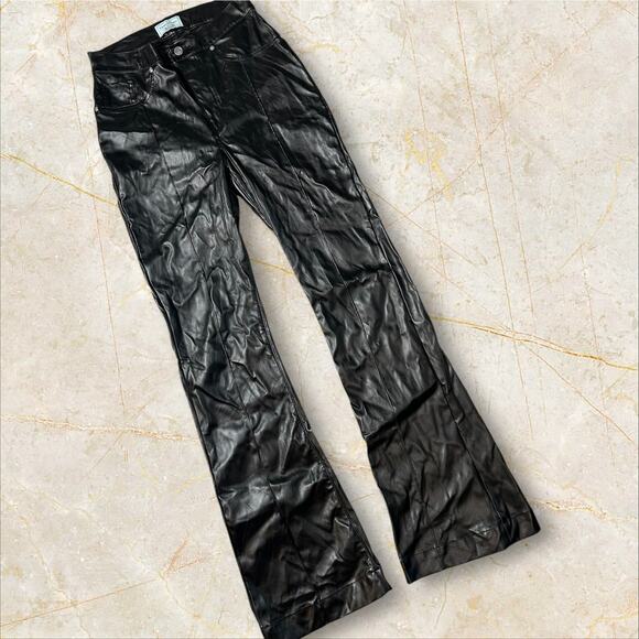 Revice Women's Leather Jeans Size 30 x 33 Black Made in USA 100 Cotton Flare W04 - Picture 1 of 5